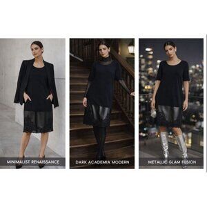 Bailey/44 Black Faux Leather Hem Dress XL Minimalist Gothic Glam Night Luxe